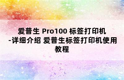 爱普生 Pro100 标签打印机-详细介绍 爱普生标签打印机使用教程